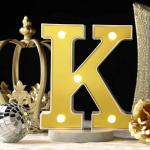 SATYAM KRAFT Marquee Alphabet Shaped Led Light - Asthetic Decorations Letter Light for Romantic Gift, Bedroom, Table, Home Decoration, Night Light Lamp (Golden, 1 Piece) (Design k)