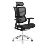 Assiento Wings Pro Black Solid Aluminium, Office Chair with Mesh Back 4D Armrest Lumber Support (58 x 63 cm)