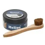 Helios Wooden Light Brown Shoes Cream Glass Jar With Applicator Brush Footwear Care Protection