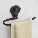 Plantex Royal Self Adhesive Stainless Steel Napkin Ring/Towel Ring/Napkin Holder/Bathroom Accessories (Black, Powder Coated)