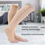 NEPROENT Zipper Medical Compression Socks Stockings with Open Toe Calf Support Best Stocking for Edema, Swollen, Nurses, Pregnancy, Recovery Leg Knee High Sports Length, Better Blood Circulation