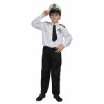 Kaku Fancy Dresses Polyester Our Community Helper Pilot Costume For Kids White Pilot Shirt & Black Pant With Cap For Boys & Girls - 5-6 Years