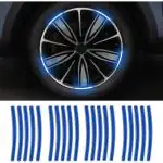 CARIZO 3D VIEW Reflective Wheel Tire Rims Stripes Stickers (Pack of 20, Blue) Decals Exterior Accessories Compatible with Volkswagen Vento (Type-I) 2010-2014