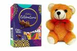 Teddy Bear and Chocolate Combo- Teddy with Cadbury Celebration Box -Teddy day, Valentine day, Chocolate day, Birthday Gift