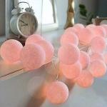 My Party Suppliers Beautiful Multicolor Pastel Pink Cotton Ball Fairy Lights for Decoration