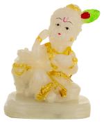 SoilMade Radium Makhan Krishna Idol White Color Marble Idol Size Approx 8 CM