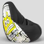 ComfyBean Bag with Beans Filled 3XL- Official: Sponge Bob Bean Bags - For Young Adults - Max User Height : 5-5.8 Ft.-Weight : 60-70 Kgs(Model: Printed - Spongebob-SBSP-Artwork 6a - Black)
