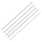 Sakoraware Metal Reusable Straws for Drinking Juice with Cleaning Brush( 4 Straight Straw +1 Brush)