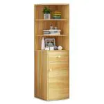 Kawachi Wooden Corner Wall Decor Display Cabinet Bookshelf Rack with Drawer Beige 40x40x162 cm