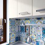 Jaamso Royals Multicolor Vinyl Square Classical Tile Self Adhesive Kitchen Wallpaper 1000X60 cm( 1000 CM X 60 CM )