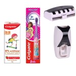 Barbie Battery Toothbrush for kids+Kids Anticavity Toothpaste for 3-5 Years(80g)+wall mount toothpaste dispenser