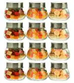 Machak Oval Shape Kitchen Storage Glass Container, 300 Ml (Set Of 12)