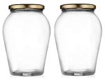 JIGSHTIAL Big Glass Pot Stora0ge Jar for Pickle Dried Masala (1000 ml, 2)