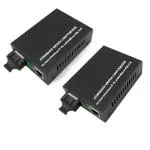 REVALS Optical Fiber Media Converter 10/100 Single Mode Single Fiber Media Converter Rj45 Optical Fiber Ethernet Transmission 20KM- Pair of 1, Black