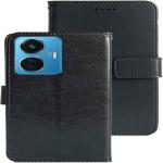 Juberous Leather Flip with Wallet Case with TPU Shockproof Cover for Vivo T1 44W, Vivo T1 44W 4G, Vivo T1 4G (Black)