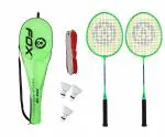 Fox Badminton Combo Fox-72 Badminton Rackets with 3pc Plastic Shuttlecock and Badminton net (Green)