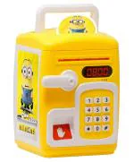 KITI KITS Fingerprint Sensing Money Safe Bank With Double Protected Password & Fingerprint Sensor Piggy Bank Toy With Digital Lock (Yellow,Modern)