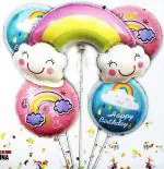 My Party Suppliers Rainbow Cloud Shape Balloons for Wedding Anniversary Decoration, 5 pcs