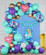 SPECIALYOU.IN 1st Frozen Theme Birthday Decoration items for Girls, Frozen birthday theme decoration , frozen decoration for birthday girl with Frozen Foil Balloon, elsa birthday decor - Set of 67 Items