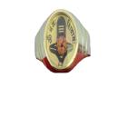 R G Mart Ashtadhatu Shivling Rudraksha With Para Gold Plated Brass Ring, Om Rudraksha Ring For Unisex, Adult (Size - 22)