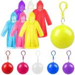 VISH CREATION Raincoats Disposable Raincoat Ball Easy Carry Keyring Emergency Poncho Rainwear for Hiking Camping Travel Outdoor