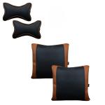 Able Dolphin Kit Comphy Pillow Square Cushion and Neckrest Necksupporters Black and Tan for Skoda Octavia New Set of 4 Pcs