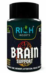 RICHINSERTS Brain Support -Natural, Herbal, Ginkgo Biloba, Brahmi, Ashwagandha Capsules, 60 Count
