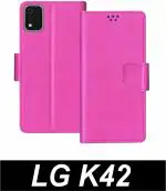 Sbms Lg K42 Pink Artificial Leather Shock Proof Flip Cover