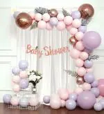 SPECIALYOU.IN Baby Shower Decoration items kit with Pastel & Rose Gold balloons, Jumbo Balloons, Palm leaves & Baby Shower Paper, baby shower props, maternity shoot props for mom to be dad to be - 46 Pcs