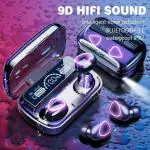 TechElectro M10 True Wireless Earbuds TWS in-Ear Stereo Headphones with Advanced Extra-Long Playtime Touch The Ear Stereo Sport Headsets Noise Reduction Headphones with Digital Display Bluetooth Airpods| Wireless Airpods| Earpods