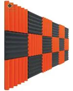 YGM Acoustic Foams Orange Black Wedge Soundproofing Acoustic Foam 1X1 Ft 2 inch 50 Kg-M ,Set Of 18