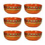 Caffeine Orange Stoneware Soup Bowls With Spoon (Set Of 6)