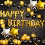 AMFIN (Pack of 50) Happy Birthday Foil Balloon with Metallic & Foil Balloons / Happy Birthday Set / Birthday Decoration Items Combo