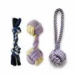 MY SUPER PAWS rope knot ball toy, monkey fist knots dumbbell rope & two knots chew rope l Natural cotton rope toys for dogs l Pack of 3