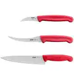 KOHE Kitchen Knife Set Pack of 1 Paring Curved Knife, 1 Serrated Tomato Knife and 1 Carving Knife
