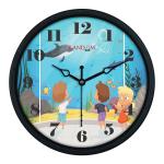 Random Kids Art 8 Inches Plastic Wall Cum Table Clock for Home / Office, (Black Frame)