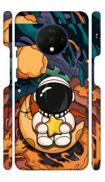 YAPZONE | Colorful Space Guy Cartoon | Designer Printed Hard Back Cover for OnePlus 7T Premium & Attractive Case for Your Smartphone