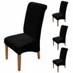 HOKIPO Velvet Chair Covers for LONG BACK Dining Chair, Set of 4, Black (AR-4760-BLK*4)