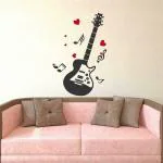 LANSTICK Multicolor Guitar Self Adhesive Wall Sticker