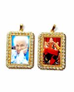 Daily Deals Aish-n-Bless (Set of 2) GURU JI SWAROOP/Photo Rectangular Golden Metal Pendants/Lockets for Neck Chain For Women, Men And Kids (Large Size)