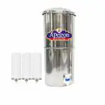 Apeiron Stainless Steel Non-Electric Water filter With 3 Ceramic Candle With Brass Knob 24 Liter