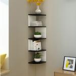 Woodinto Contemporary Zigzag Corner Wall Shelf For Living Room, Wall Organizers, Rack For Wall Decor, Display Shelves For Guestroom, Office, Studio, Beauty Salon - Engineered Wood, Black