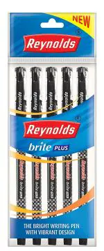 REYNOLDS BRITE PLUS 5 CT BALLPOINT PENS-BLACK PACK OF 14