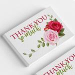 Creatie 100 Mini Thank You So Much Business Cards, Floral Design, Shopping Purchase Thanks Greeting Cards to Customer, 3.5 x 2.3 Inch, Design 3