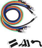 Whinsy Professional Level 11 Pcs Resistance Band Set, with 5 Bands Multi-Color Made with 100% Latex, 1 Anchor, 2 Handles, 2 Ankle Straps and one Smart Carry Bag- for Heavy Workout