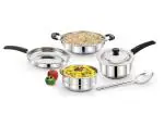 Klassi Kichen Mahavir Stainless Steel 4 PC Cookware Set Induction Bottom Cookware Set