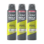 Dove Men+Care Sport Active+ Fresh Dry Spray Antiperspirant Deodorant, Up To 48 Hrs Protection From Sweat & Odour, Dermatologically Proven Formula, Soothes & Moisturises Skin, Fresh Citrus, Woody Scent, 150Ml (Pack Of 3)