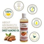 AromaYuth Cold Pressed Sweet Almond Oil - 100% Pure & Premium Quality For Hair & Skin AY-017