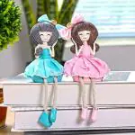 Make A Wish Snowbird Multicolor Polyresin Creative Miniature Figurine Cute Girls Hanging Legs Showpiece Dolls For Home Dcor (Pack Of 2)