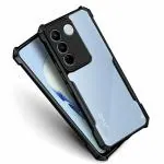 Casotec Soft Shockproof Clear Case Air Cushion Hybrid Cover for Vivo V27 Pro 5G / Vivo V27 5G - Black
